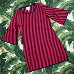 STS Sail to Sable • Red & Blue Striped Dress w/ Bell Sleeves • Size Large